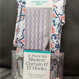 Comfort Bay Embossed Shower Curtain Set with Hooks